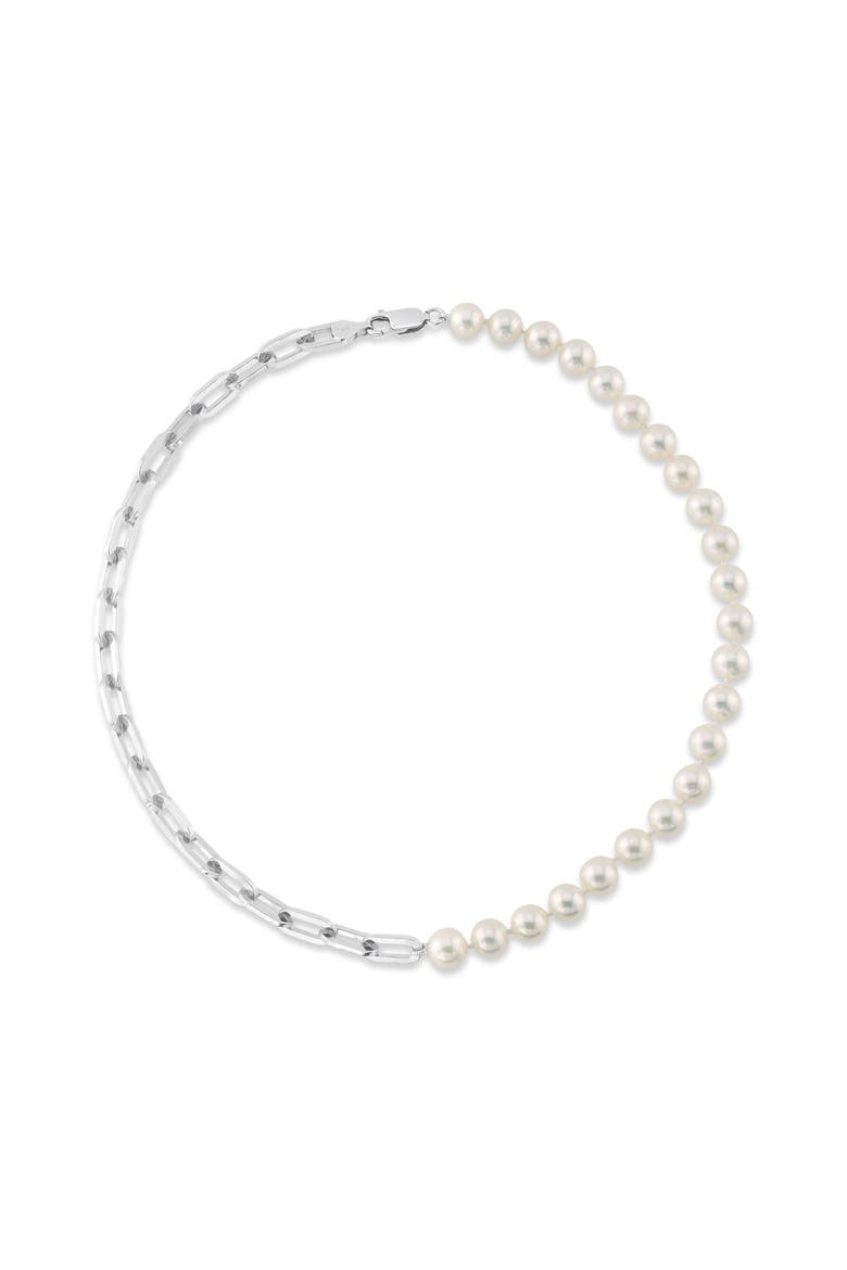7mm White Freshwater Scarlett Pearl & Chain Necklace, Alternate, color, Sterling Silver