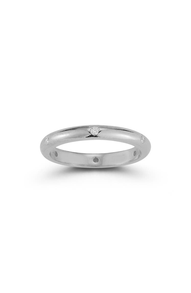 CHLOE AND MADISON Cubic Zirconia Stackable Band Ring, Main, color, Silver