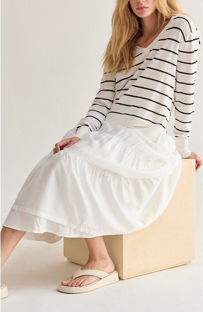 CRESCENT Tiered Tencel Maxi Skirt, Alternate, color, White