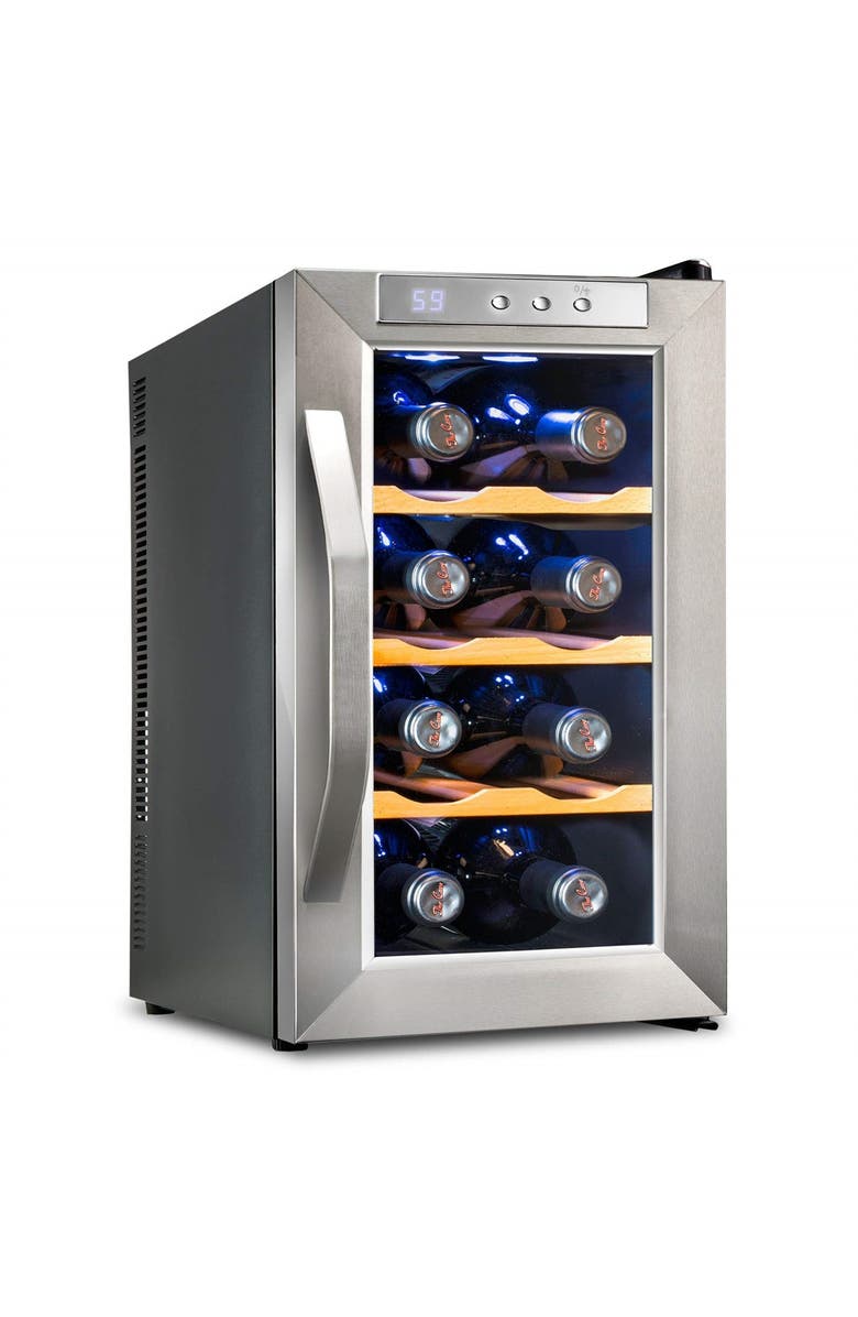 Ivation 8 Bottle Thermoelectric Wine Cooler, Quiet Freestanding Wine Fridge, Main, color, Silver