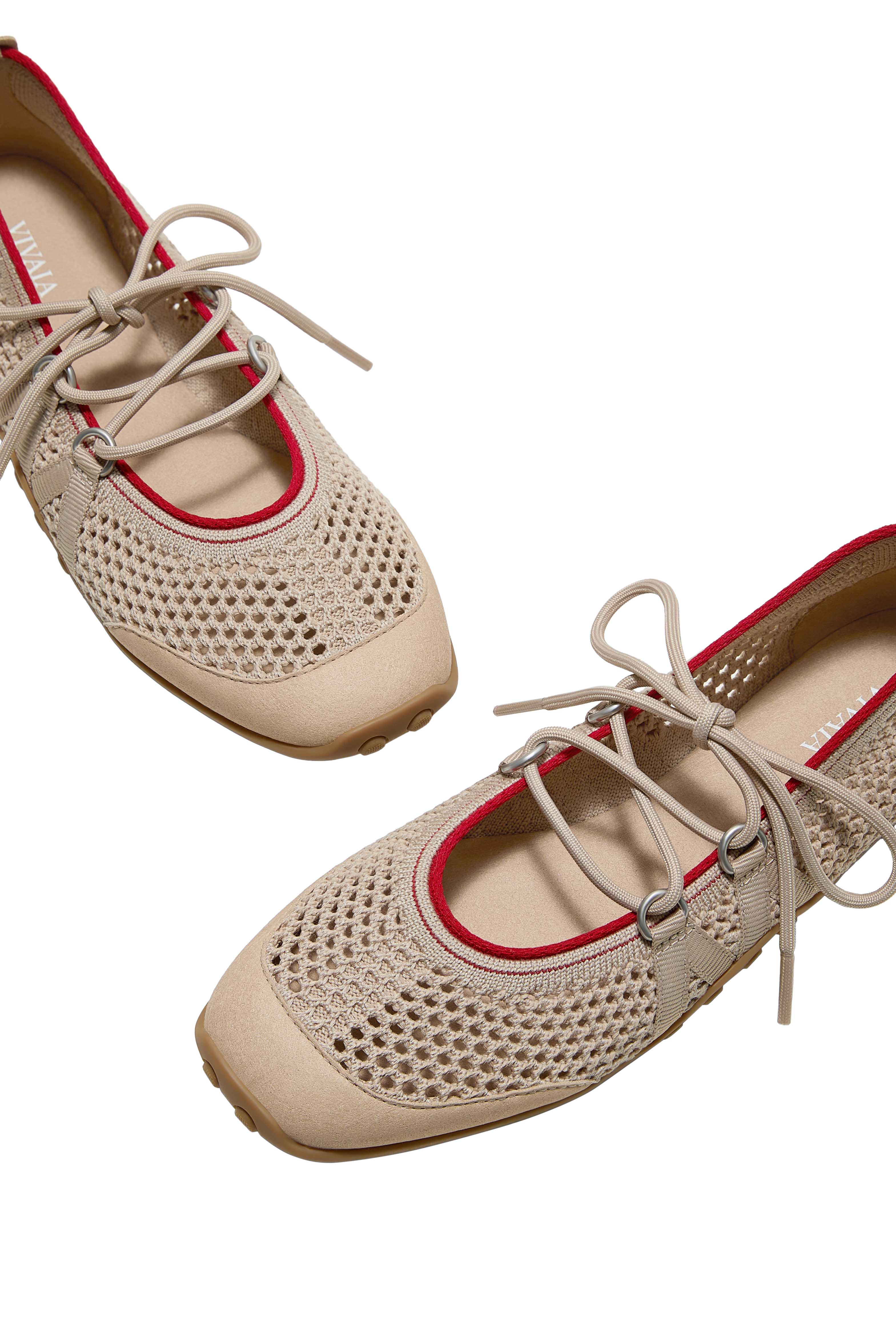 Cecily Square-Toe Ballet Flats Hybrid Mesh Mary Janes, Alternate, color, ALMOND MESH