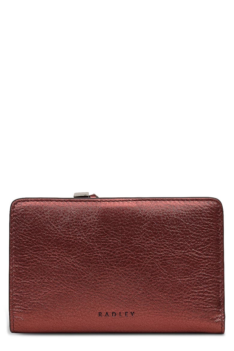 Medium Carlton Close Metallic Clutch, Main, color, BRONZE