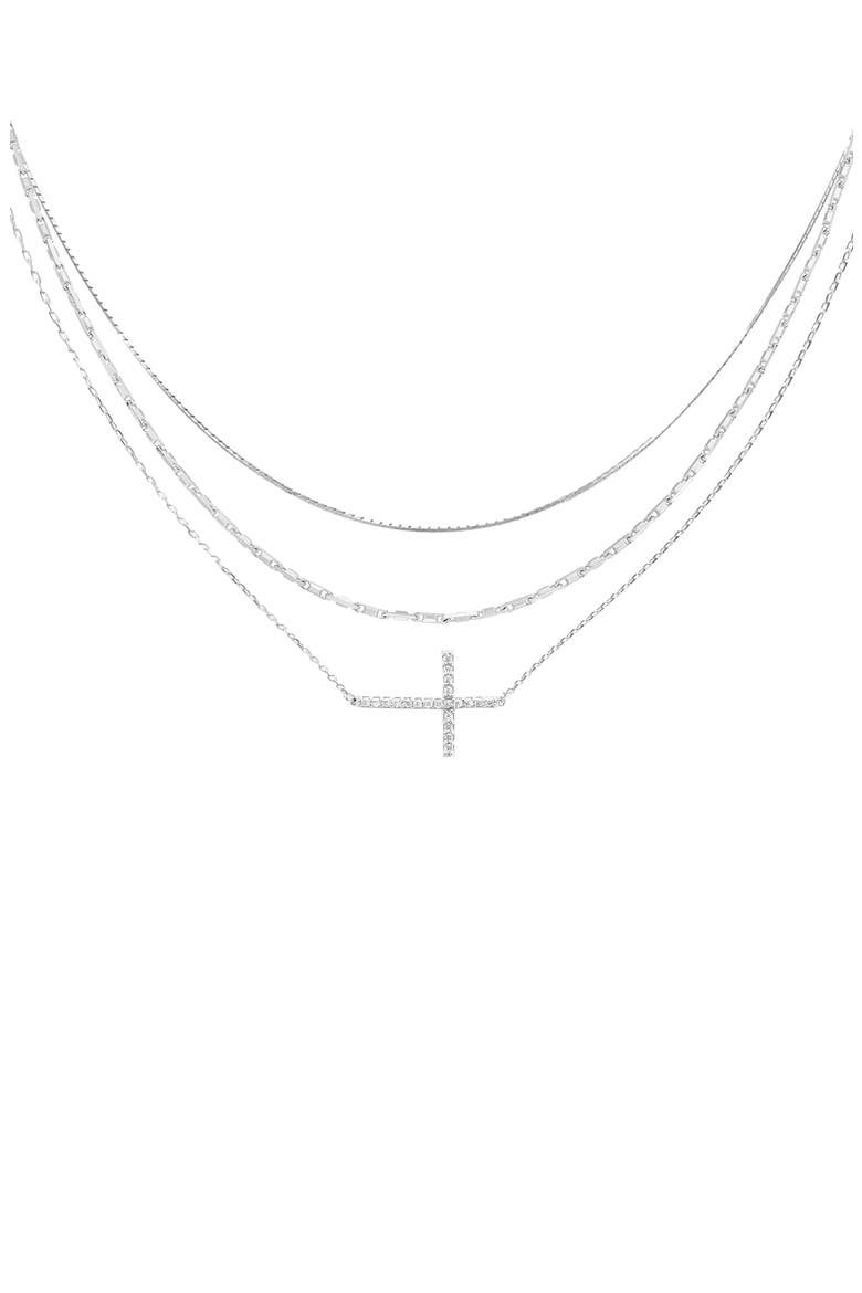18K Gold Plated Sterling Silver Golden Girl Necklace Set Gift Idea, Main, color, Silver
