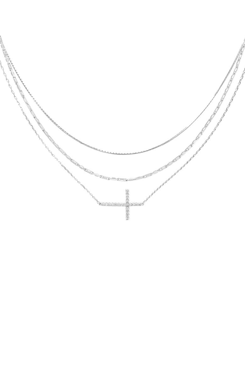 Bearfruit Jewelry 18K Gold Plated Sterling Silver Golden Girl Necklace Set Holiday Gift Idea, Main, color, Silver