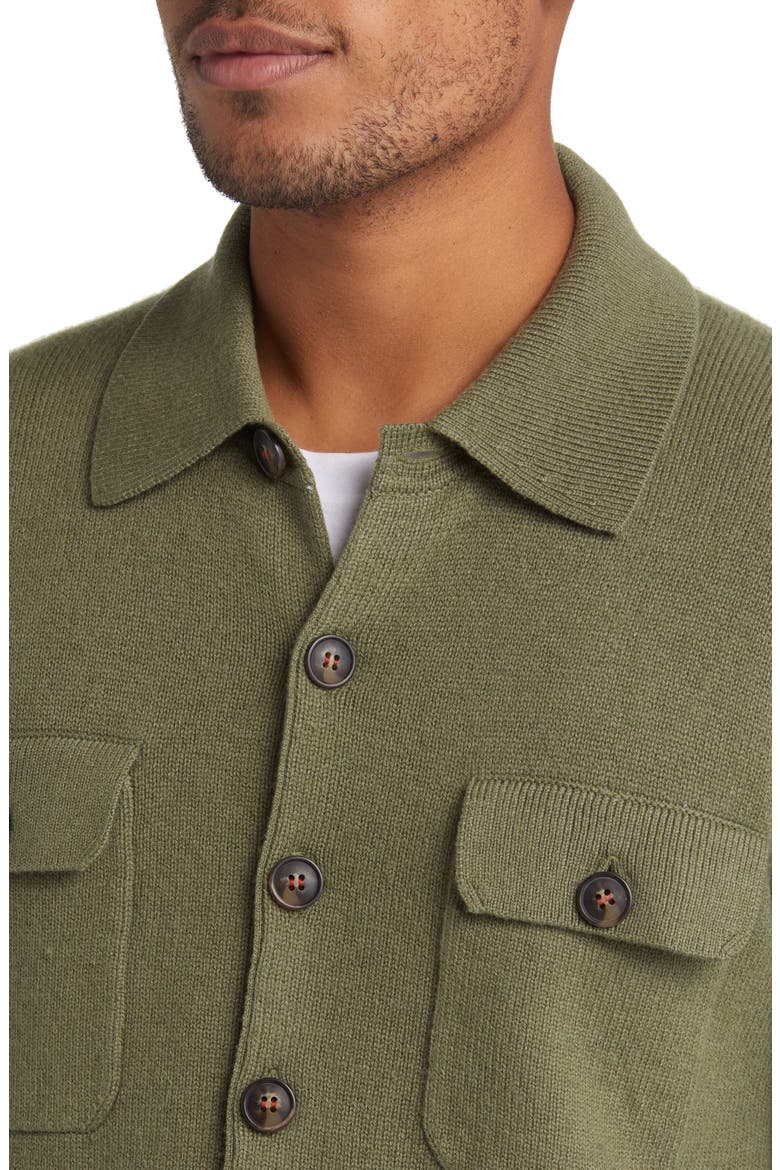 Merino Wool & Cashmere Cardigan, Alternate, color, OLIVE GREEN