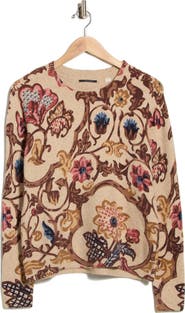 T Tahari Floral Print Pullover Sweater
