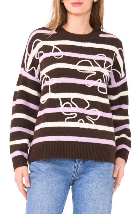 Embroidered Striped Sweater