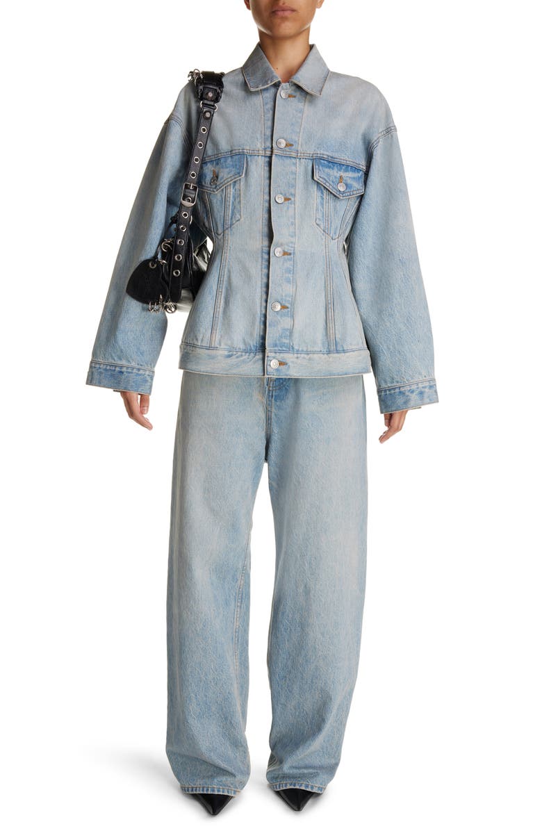 Balenciaga Hourglass Denim Jacket, Alternate, color, 