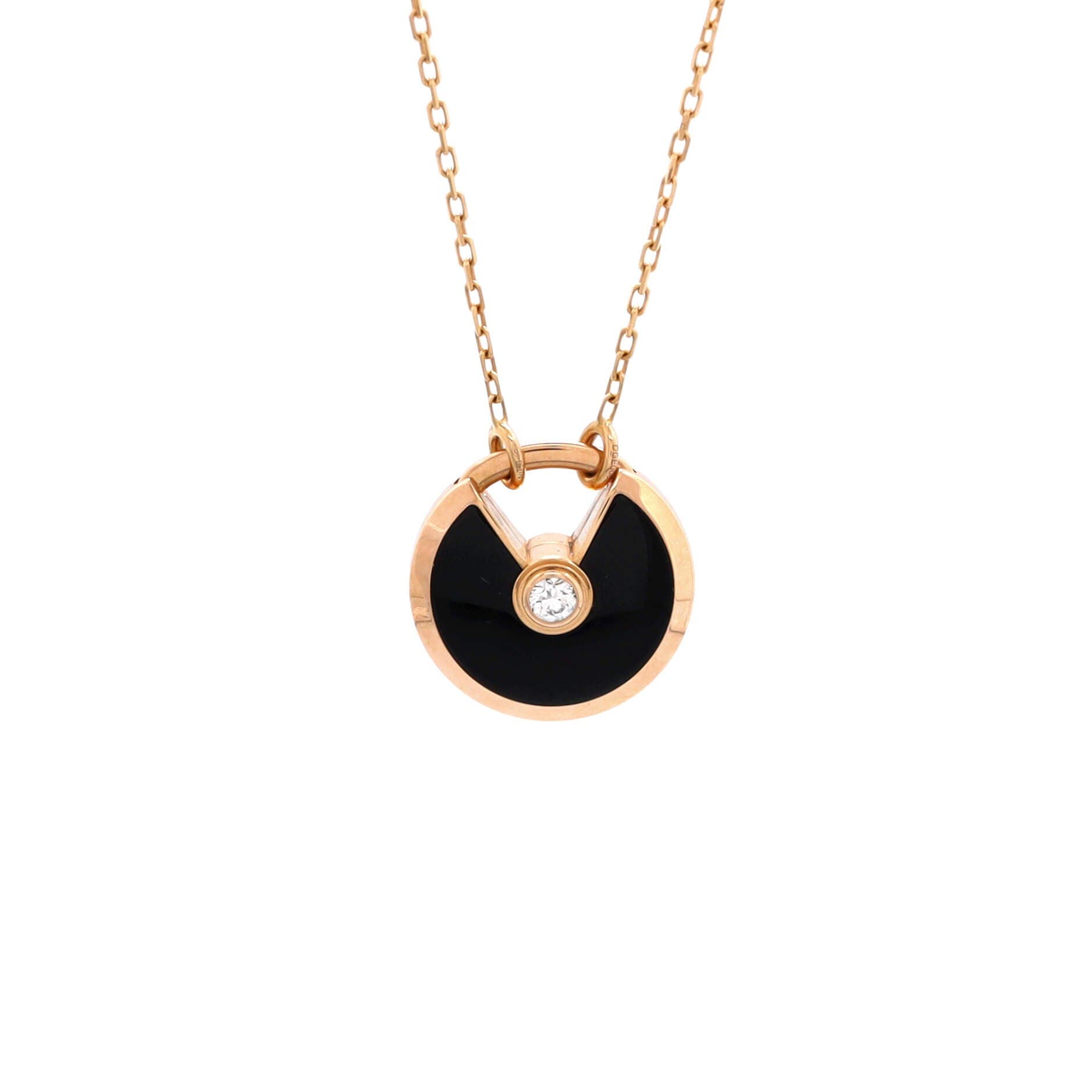 Amulette de Cartier Pendant Necklace 18K Rose Gold with Onyx and Diamond Small, Main, color, Metallic Gold