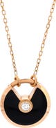 Pre-Owned Cartier Amulette de Cartier Pendant Necklace 18K Rose Gold with Onyx and Diamond Small