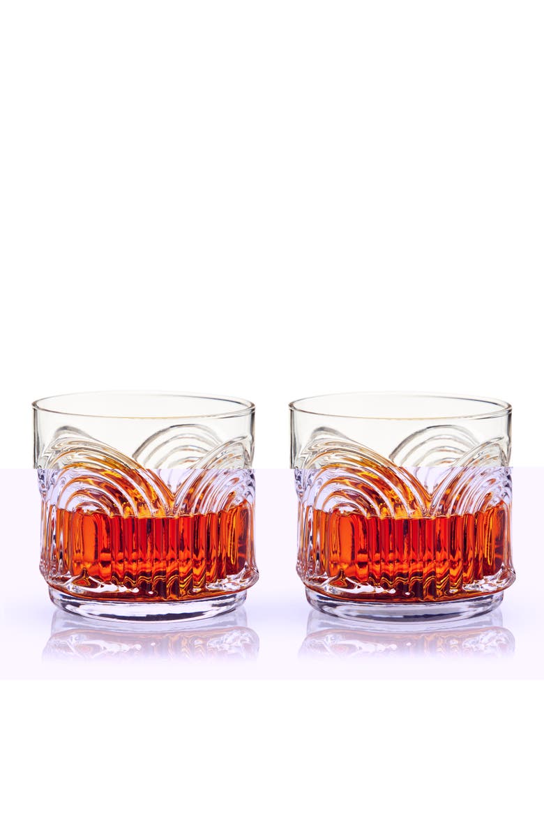Deco Beau Crystal Lowball Tumblers Set of 2, Alternate, color, Clear