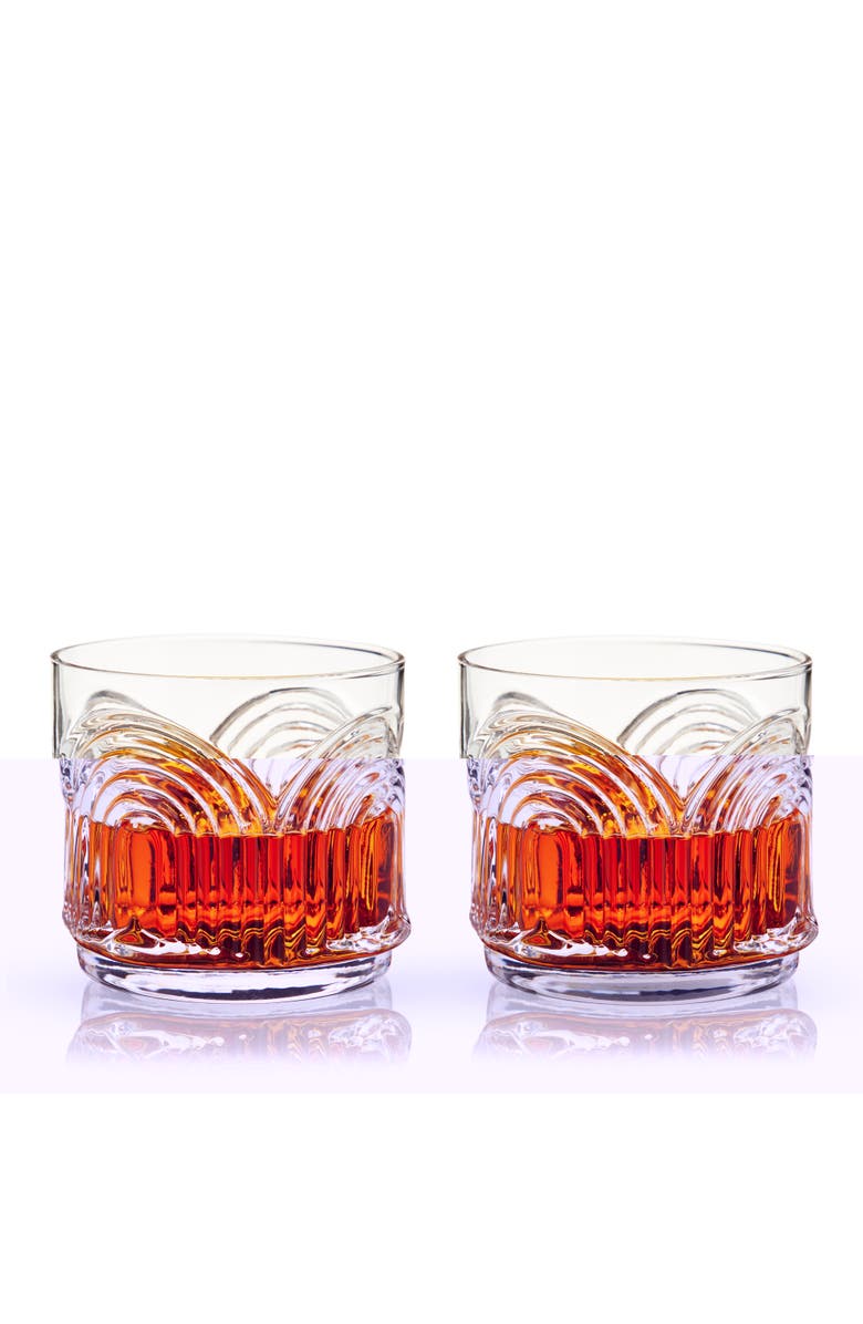 Viski Deco Beau Crystal Lowball Tumblers Set of 2, Alternate, color, Clear
