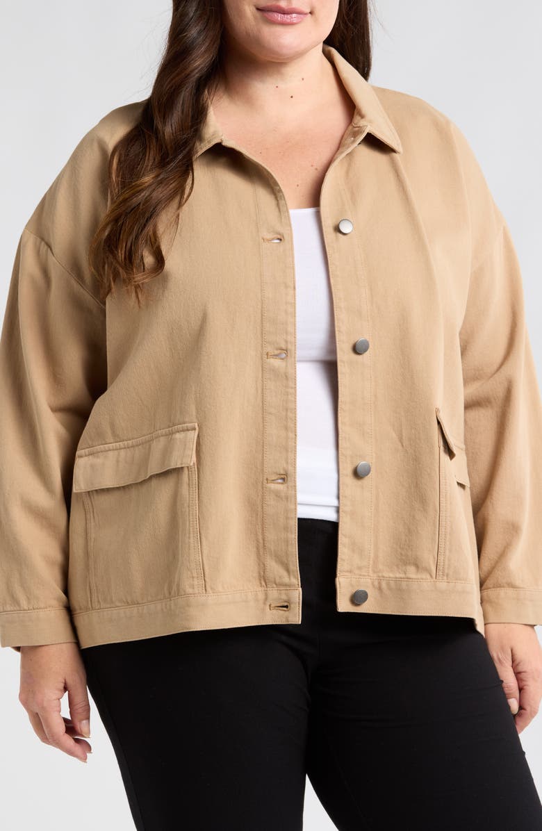 Eileen Fisher Classic Collar Organic Cotton Jacket, Main, color, Biscuit