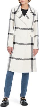 Vince Camuto Plaid Wool Blend Coat