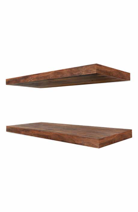 Set of 2 24-Inch Solid Wood Floating Shelves