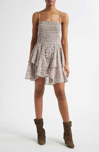 Isabel Marant Étoile Anka Shirred Tiered Convertible Cotton Voile Minidress