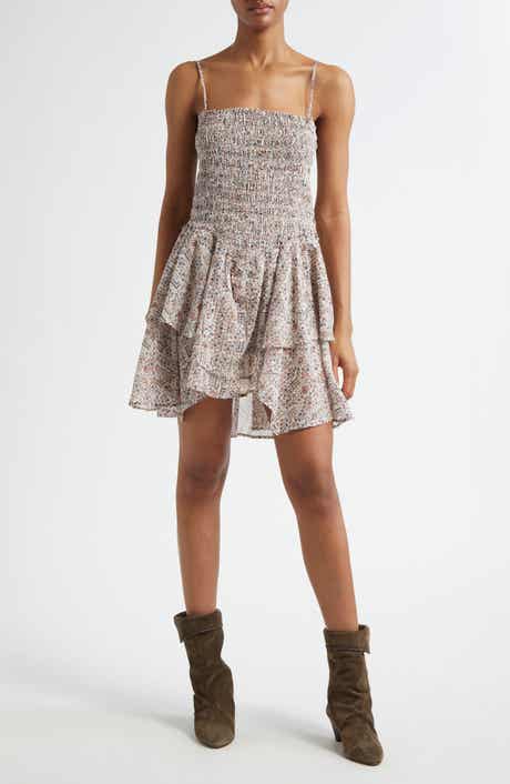 Isabel Marant Étoile Anka Shirred Tiered Convertible Cotton Voile Minidress