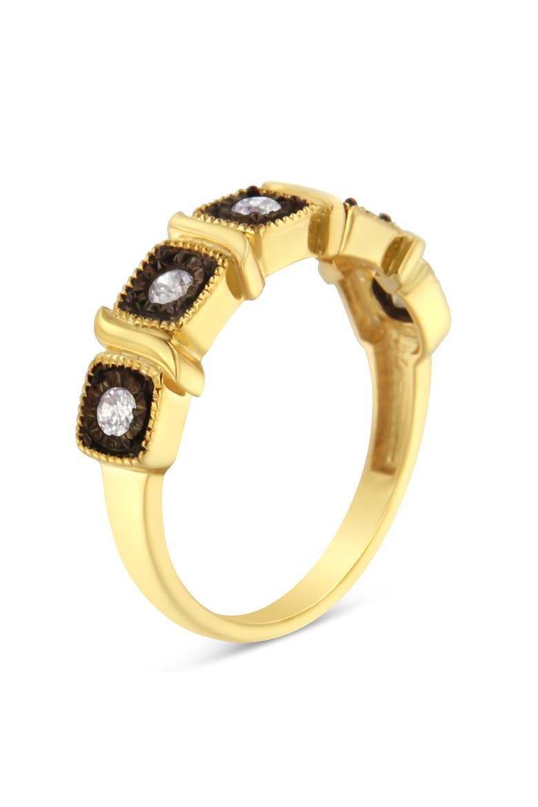 10K Yellow Gold Over Silver Miracle-Set 1/4 Cttw Diamond 5-Stone Ring Band, Alternate, color, Yellow Gold over Silver