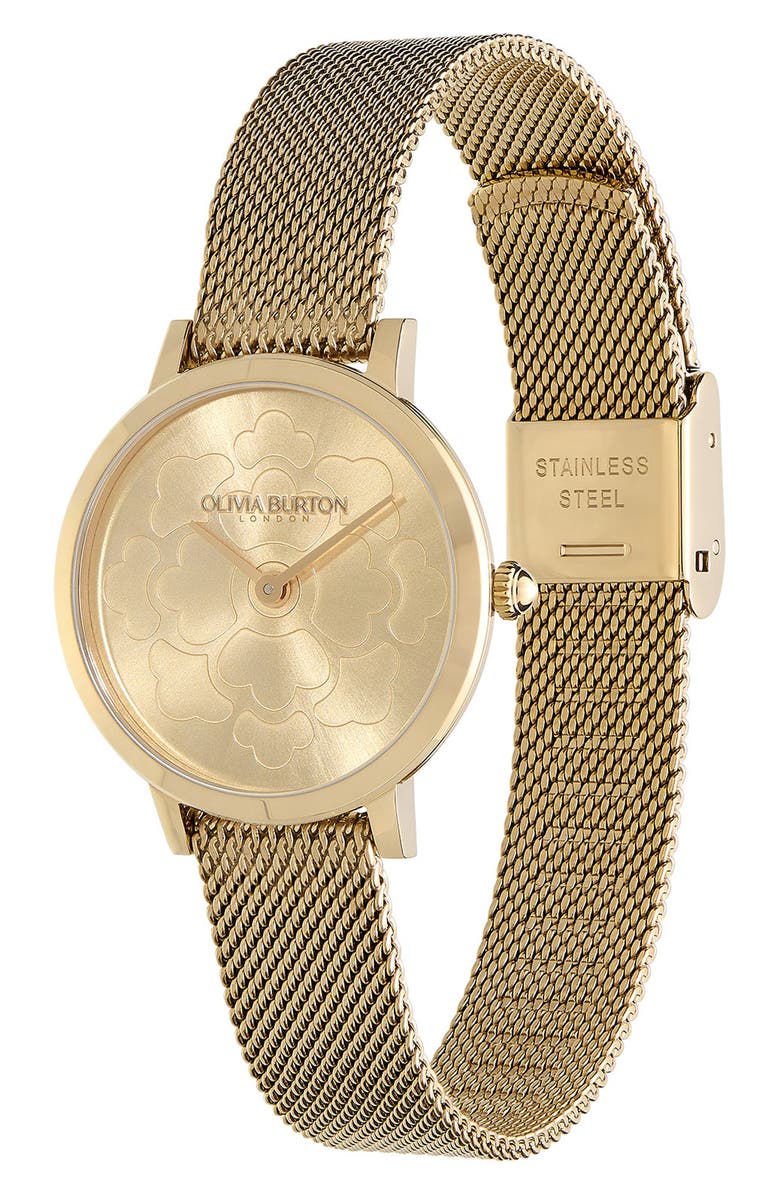 Olivia Burton Signature Floral Mesh Strap Watch, 28mm, Alternate, color,