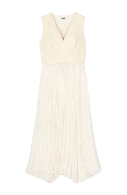 Sandro Pleated Maxi Dress In Ecru