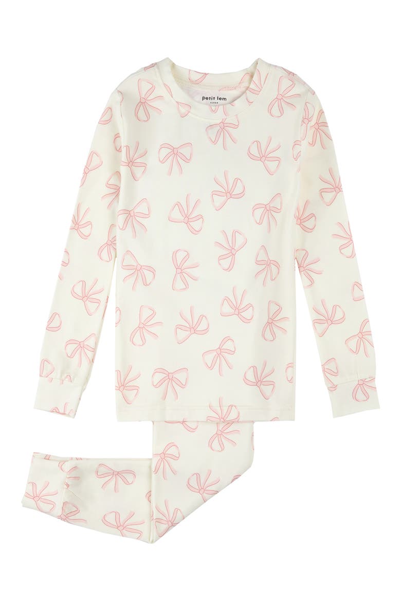 Kids' Print Fitted Two-Piece Pajamas, Main, color, BEI-BEIGE