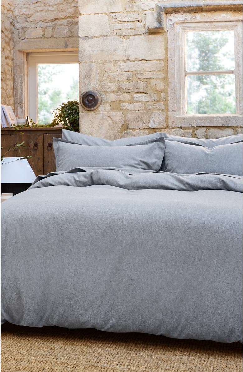 CHRISTY Flannel Marl Brushed Cotton Duvet Cover Sets, Alternate, color, Silver