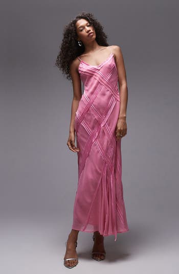 Pink maxi slip dress fashion