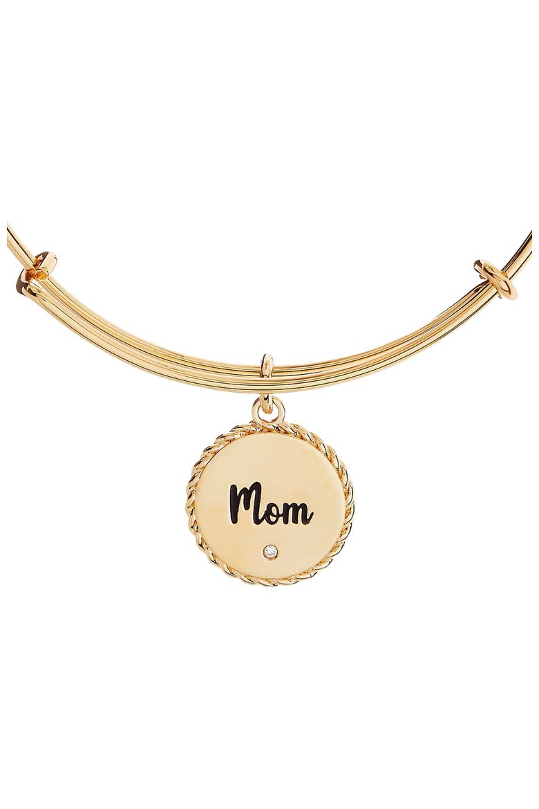 Mom Charm Bangle Bracelet, Alternate, color, Gold