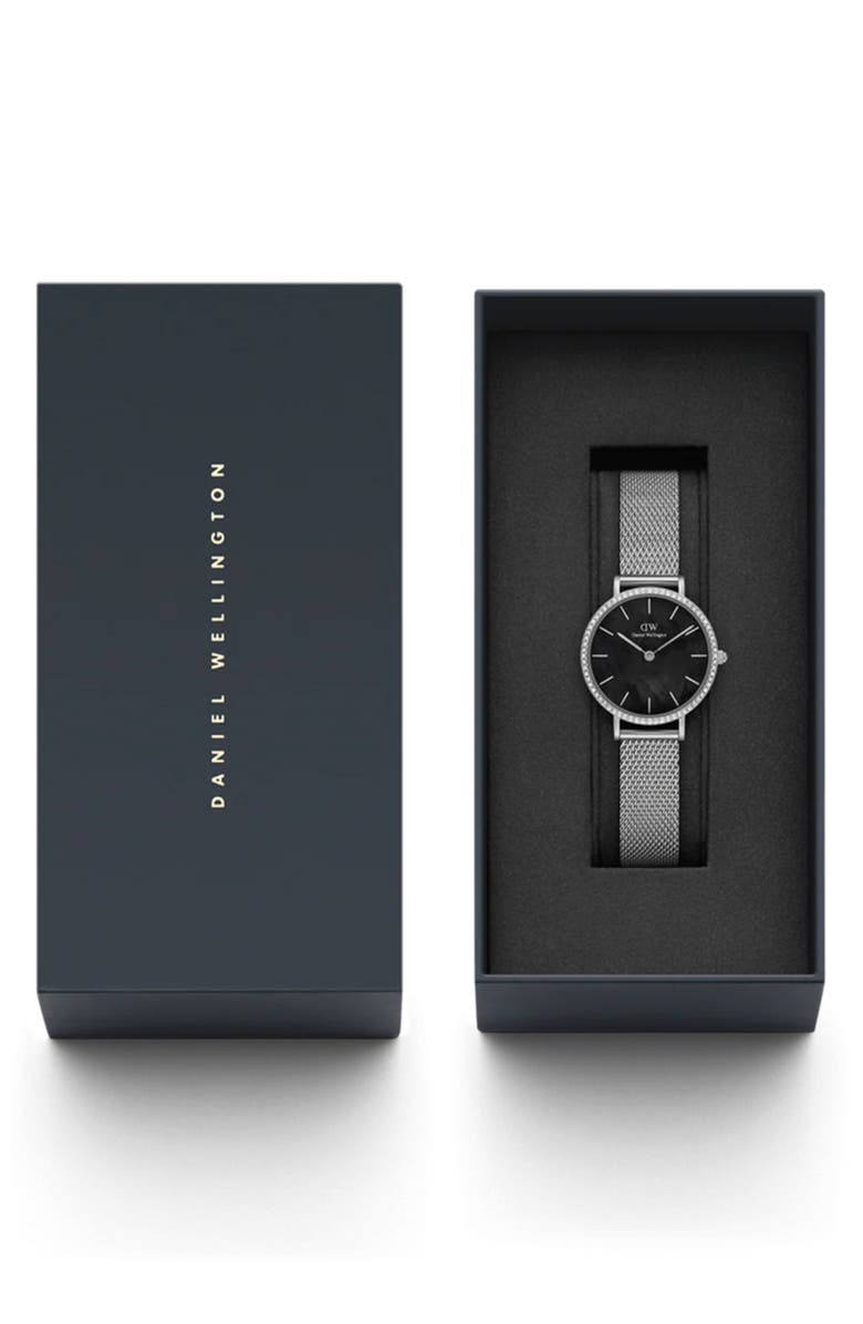 Daniel Wellington Petite Lumine Mesh Strap Watch, 28mm, Alternate, color, Silver