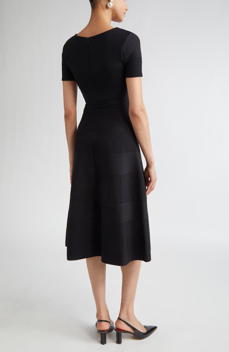 Carolina Herrera Crystal Bow Knit Fit & Flare Dress, Alternate, color, Black