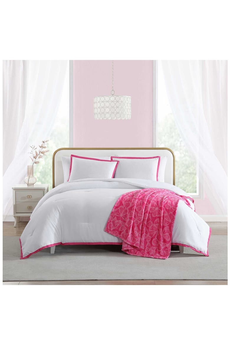 Signature Hotel Solid Comforter & Sham Set, Alternate, color, WHITE/ PINK