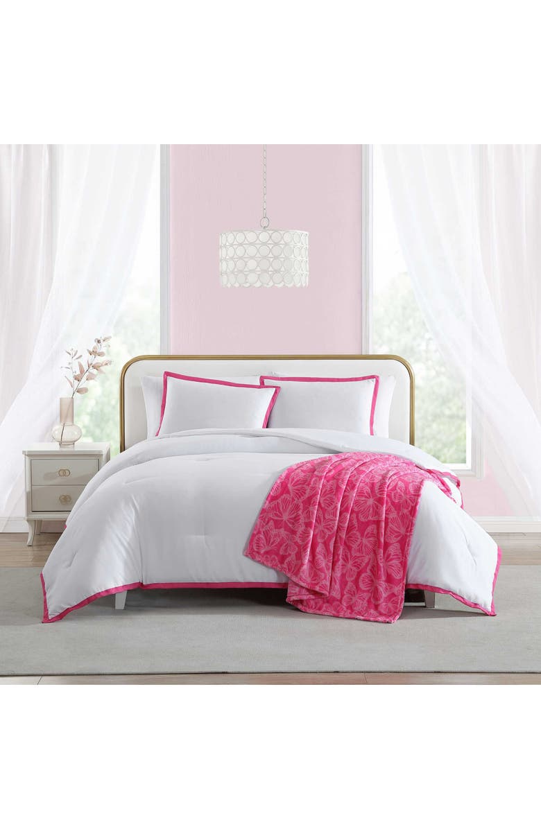 Betsey Johnson Signature Hotel Solid Comforter & Sham Set, Alternate, color, White/ Pink