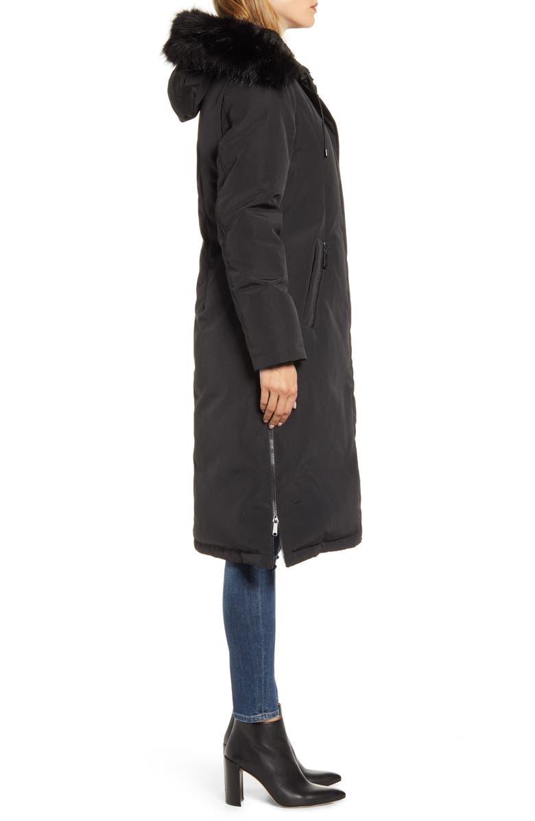 Sam Edelman Water Resistant Long Parka with Faux Fur Trim, Alternate, color,