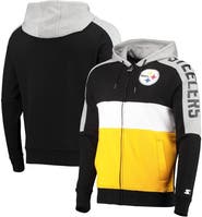 STARTER Men's Starter Black/Gold Pittsburgh Steelers Playoffs Color Block Full-Zip Hoodie