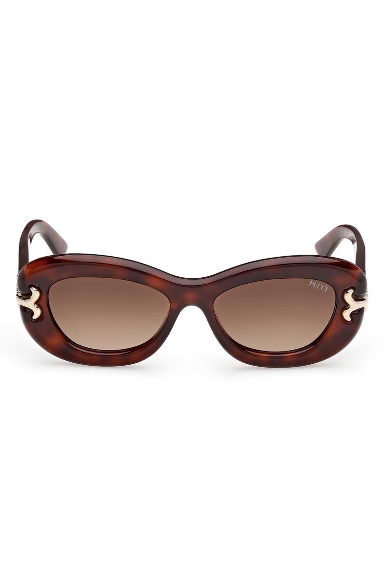 Emilio Pucci 52mm Geometric Sunglasses, Main, color, Blonde Havana / Gradient Brown