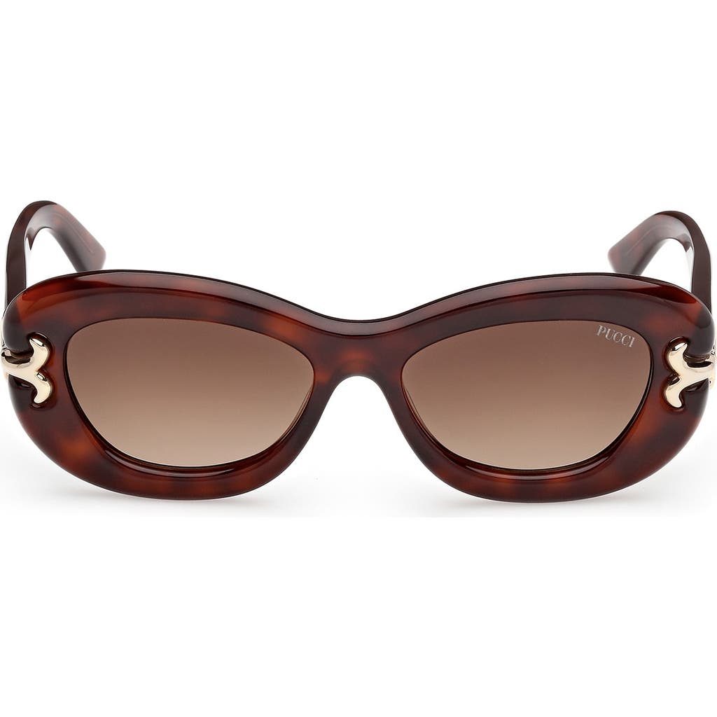 Pucci Emilio 52mm Geometric Sunglasses In Blonde Havana/gradient Brown