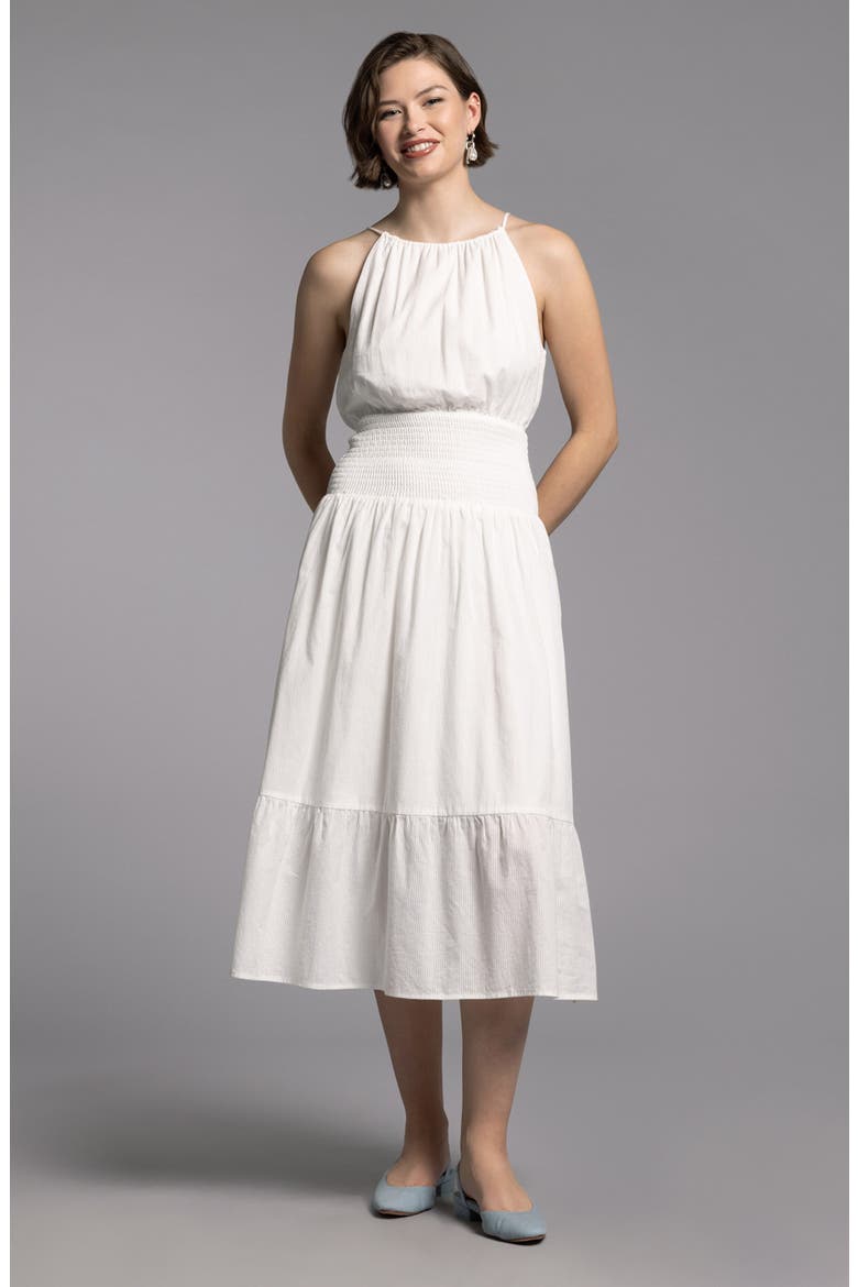 Felicity Smock Waist Cotton Dress, Alternate, color, BLANC