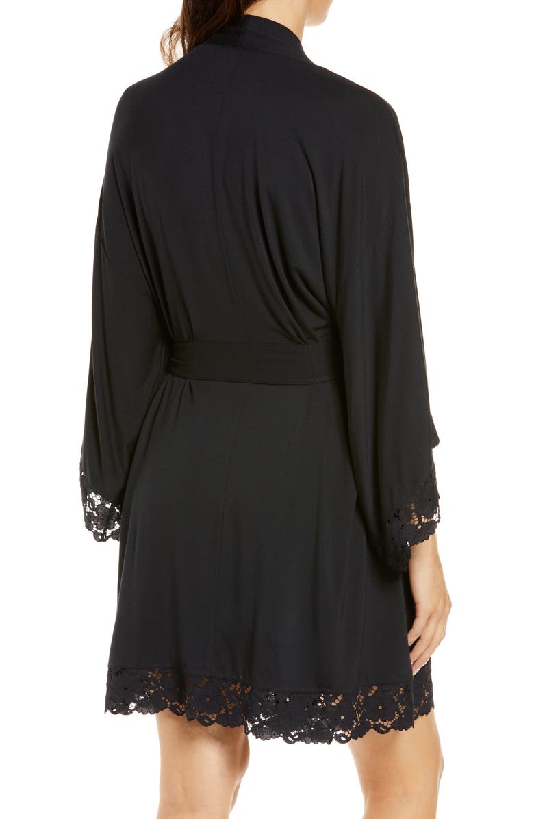 Eberjey Naya Lace Trim Jersey Knit Robe, Alternate, color, 