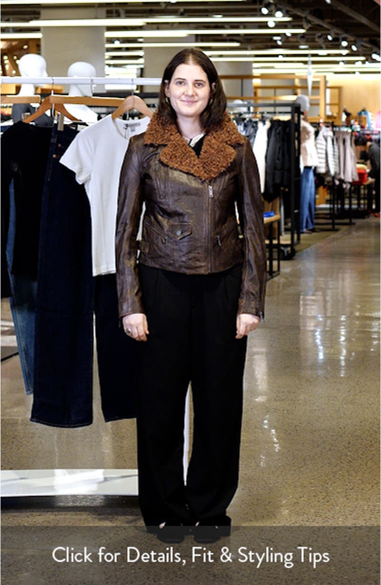 Paley Leather Jacket with Faux Shearling Collar, sales video thumbnail