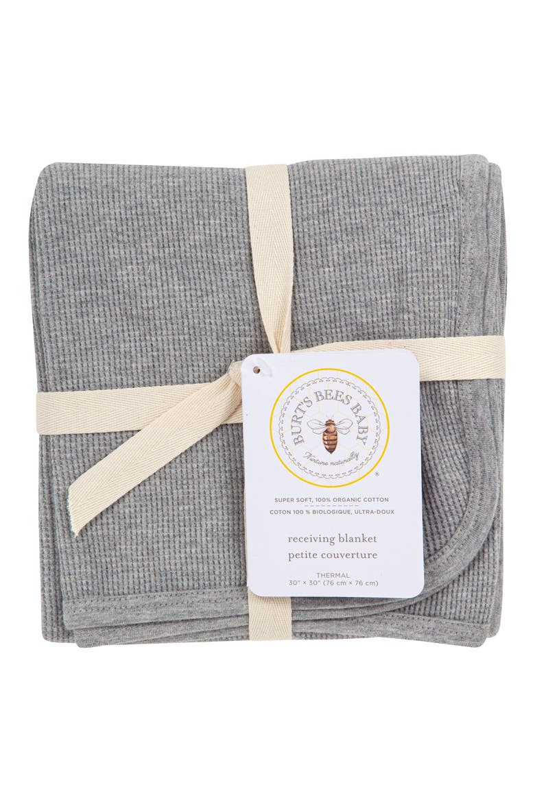 Thermal Knit Organic Cotton Receiving Blanket, Alternate, color, HEATHER GREY