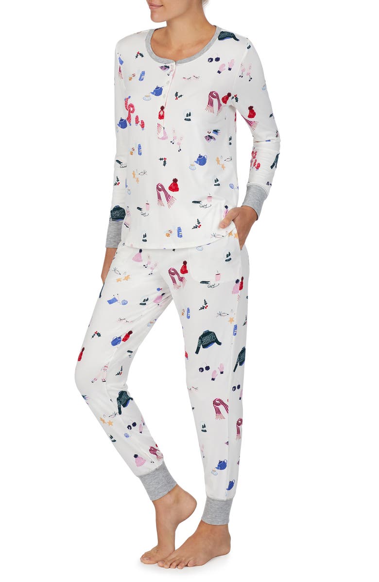 Kate Spade New York henley pajamas, Alternate, color, 