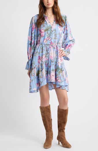 Treasure & Bond Floral Long Sleeve Drop Waist Dress