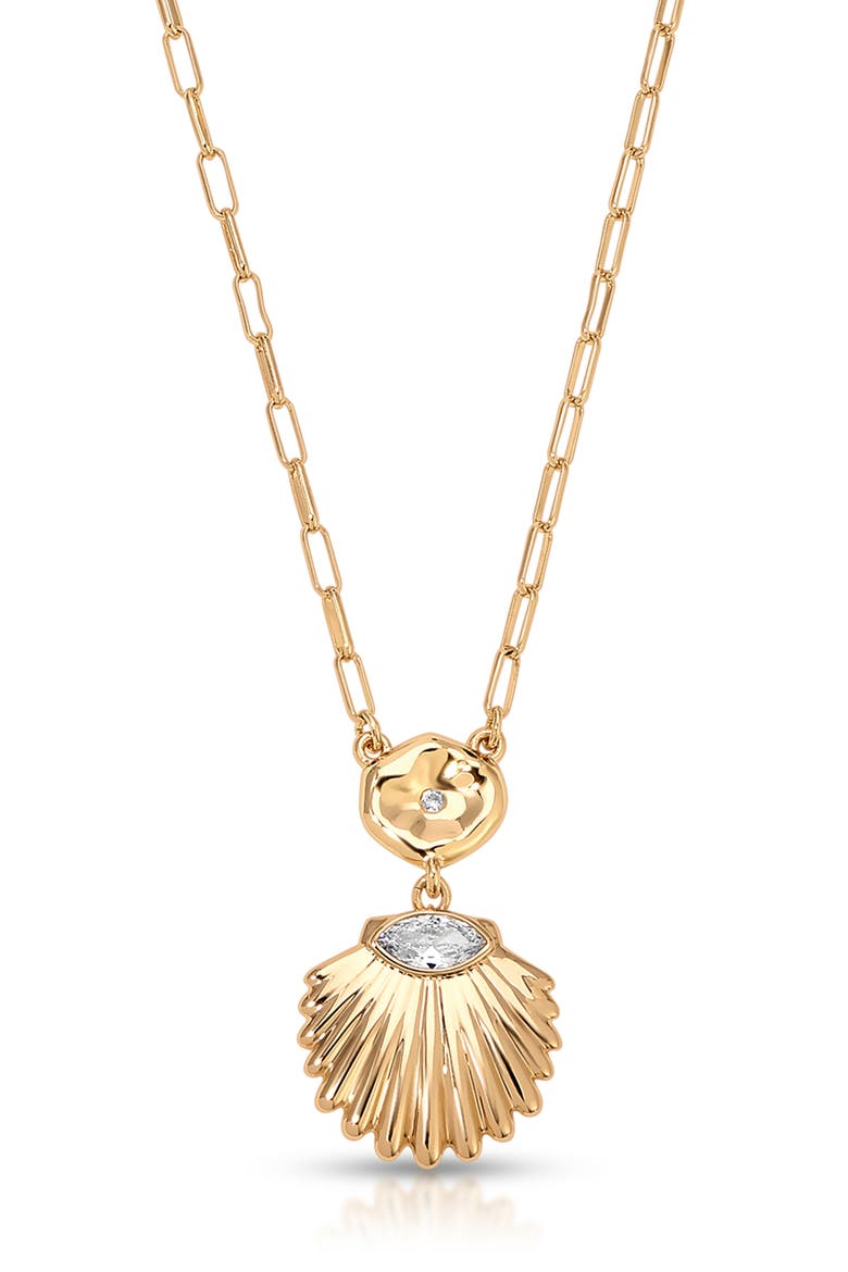 Scallop Pendant Necklace, Alternate, color, GOLD