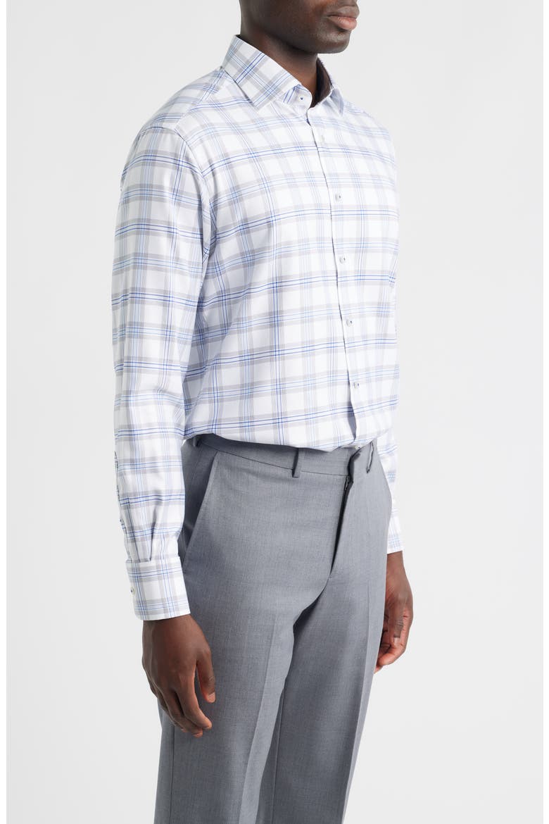 Modern Fit Plaid Non-Iron Cotton Dress Shirt, Alternate, color, BLUE