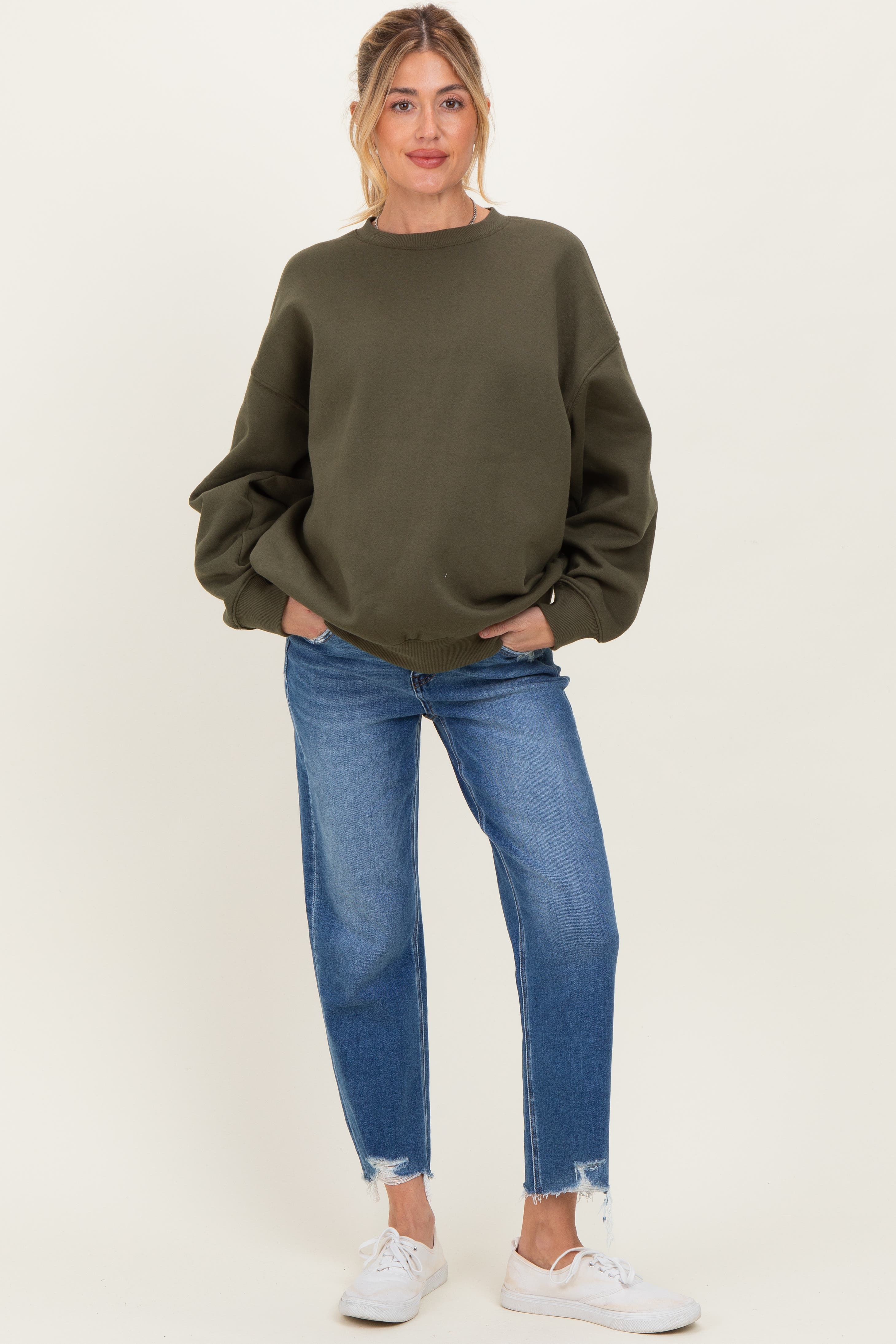 Frayed Hem Cropped Straight Leg Maternity Jeans - image 2