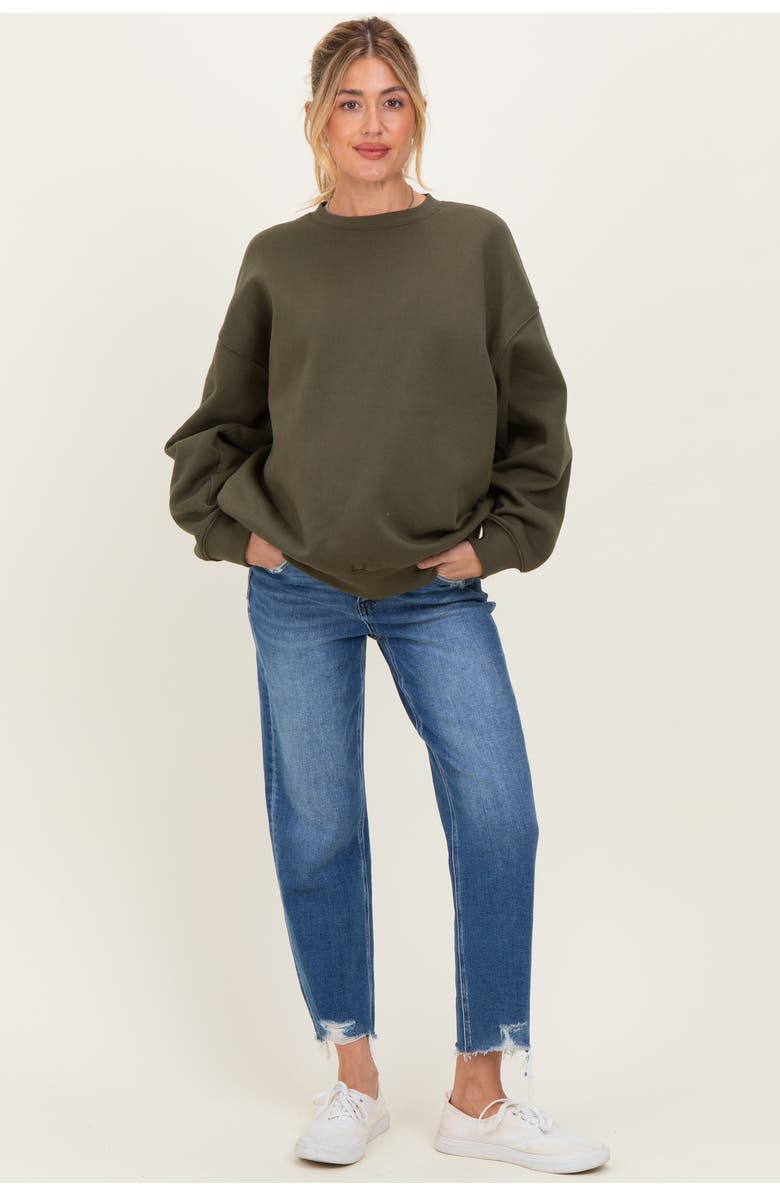 PinkBlush Frayed Hem Cropped Straight Leg Maternity Jeans, Alternate, color, Blue