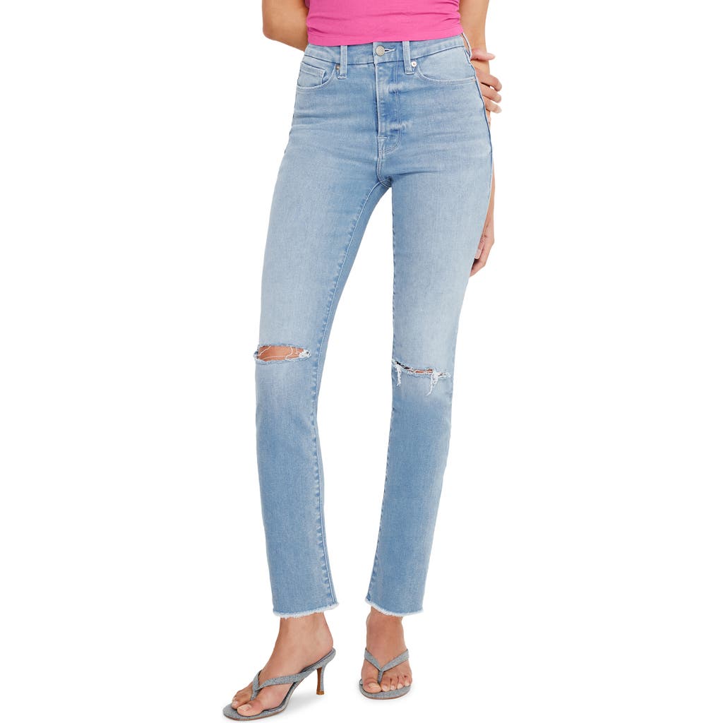Shop Good American Always Fit Good Classic Ripped Skinny Jeans In Indigo664