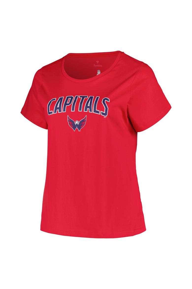 Women's Profile Red Washington Capitals Plus Size Arch Over Logo T-Shirt, Alternate, color, Red