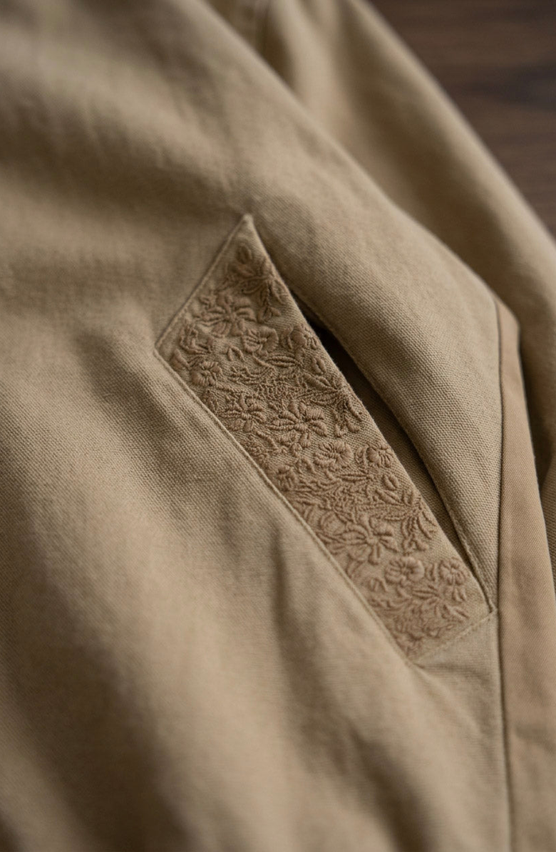 Modenaire Embroidered Trim Hooded Jacket, Alternate, color, Tan