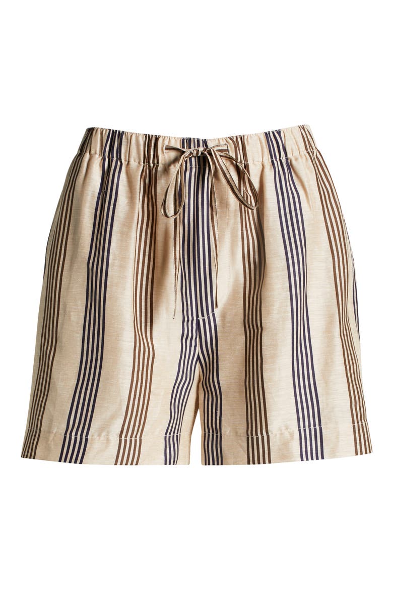 Logan Drawstring Linen & Silk Beach Shorts, Alternate, color, CRMSTRIPE